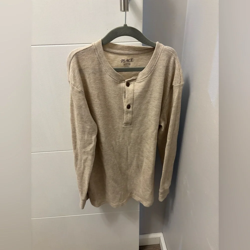 The Children’s Place Boys Beige Henley Long Sleeve Top Size M